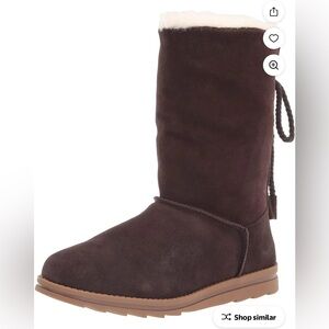 Muk Luks Brown Winter Boots with Suede Finish